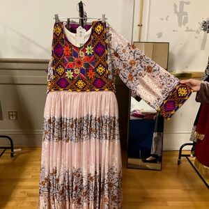 Colorful Embroidered Maxi Afghan Dress